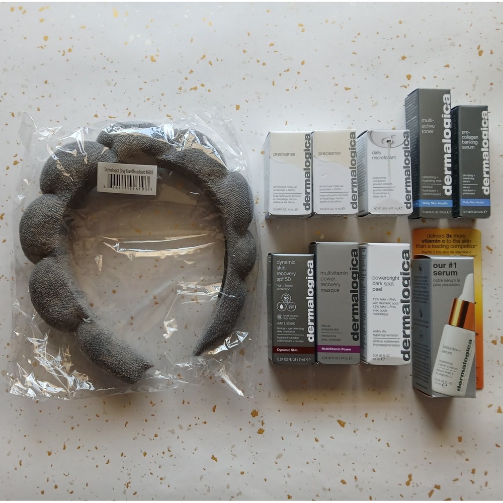 NEW Dermalogica Travel Set 10 pcs Towel Head Band